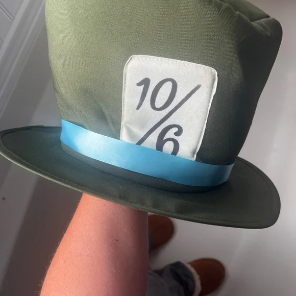 Mad Hatter Costume Coat with Blue Bow Tie and hat - Picture 3 of 3